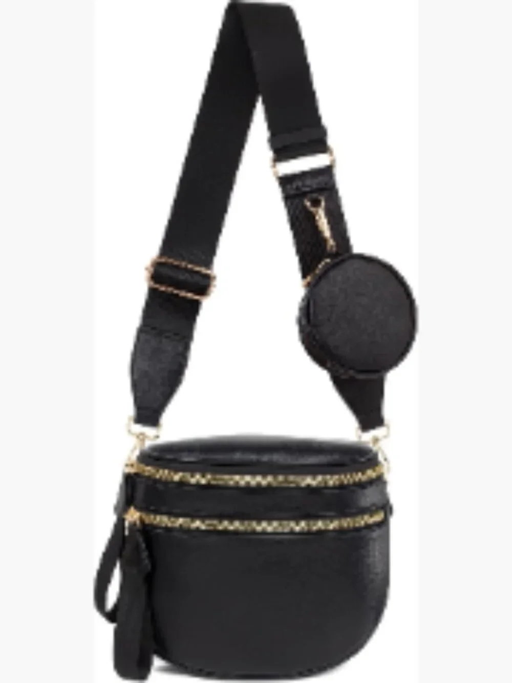 Leather Waist Bag Crossbody with Detachable Wallet Adjustable Strap